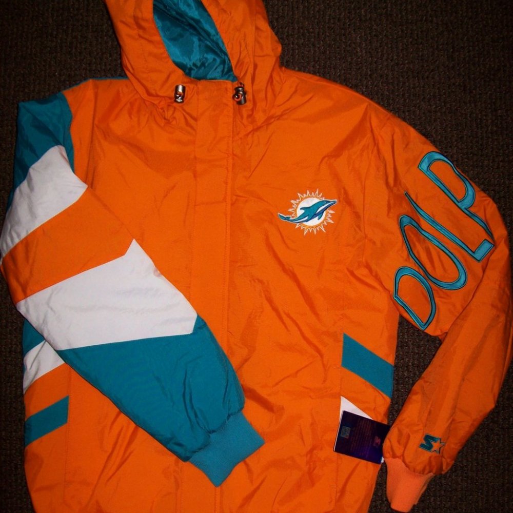 MIAMI DOLPHINS Starter KNOCKOUT Hooded Jacket MEDIUM, LARGE_11